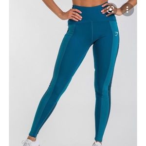Gymshark Tonal Block Leggings - Deep Teal